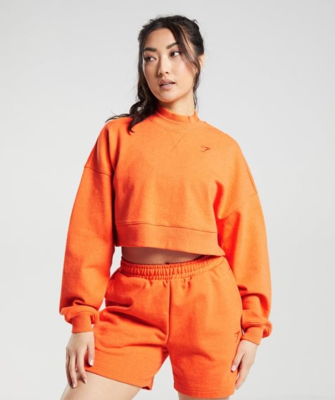 Women's Gymshark Rest Day Sweats Cropped Sweatshirts Orange | NZ 3VNBPZ